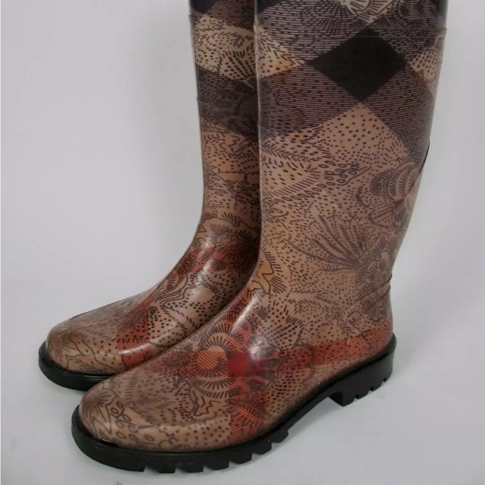 Burberry Patterned Tall Rain Boots